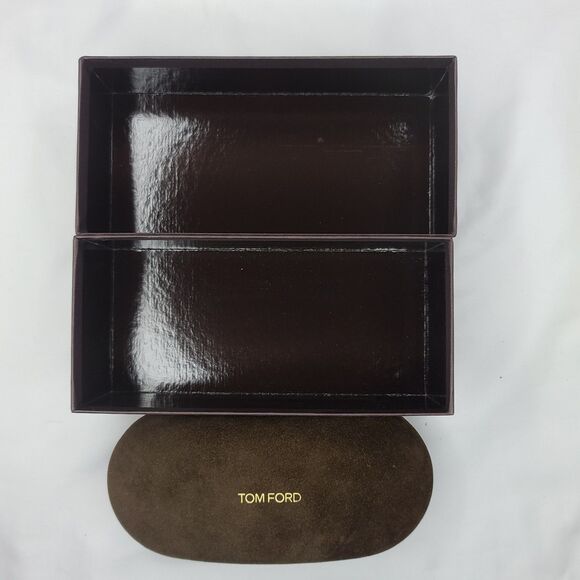 NEW TOM FORD BROWN HARD CLAMSHELL CASE LARGE EYEGLASS CASE With Box - Picture 2 of 7